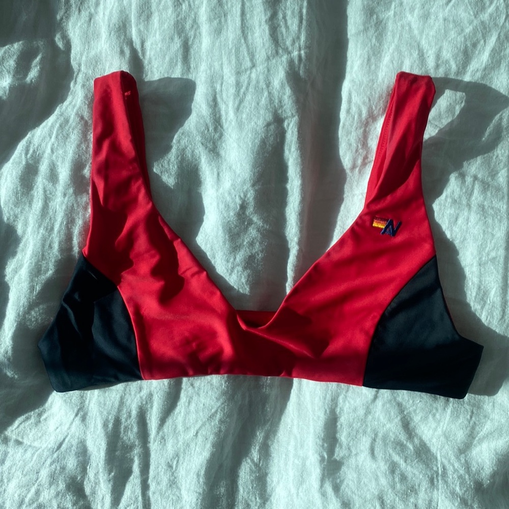 Aviator Nation Black/ Red Swimsuit top
